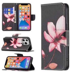 For iPhone 13 Pro Colored Drawing Pattern Horizontal Flip Leather Case with Holder & Card Slots & Wallet (Lotus)