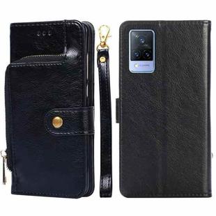 For vivo V21e 4G / Y73 2021 Zipper Bag PU + TPU Horizontal Flip Leather Case with Holder & Card Slot & Wallet & Lanyard(Black)
