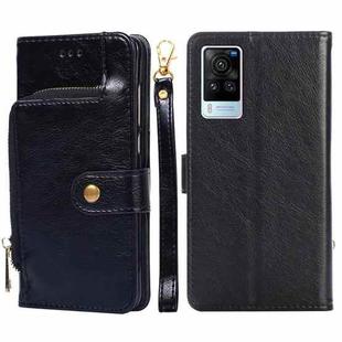 For vivo X60 Pro Zipper Bag PU + TPU Horizontal Flip Leather Case with Holder & Card Slot & Wallet & Lanyard(Black)