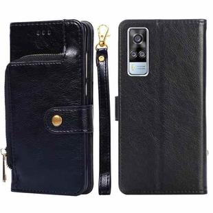 For vivo Y51 2020 4G  Zipper Bag PU + TPU Horizontal Flip Leather Case with Holder & Card Slot & Wallet & Lanyard(Black)