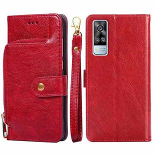 For vivo Y51 2020 4G  Zipper Bag PU + TPU Horizontal Flip Leather Case with Holder & Card Slot & Wallet & Lanyard(Red)
