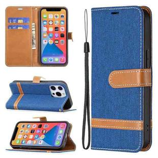 For iPhone 13 mini Color Matching Denim Texture Horizontal Flip Leather Case with Holder & Card Slots & Wallet & Lanyard (Royal Blue)