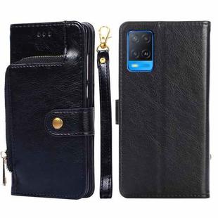 For OPPO A54 Zipper Bag PU + TPU Horizontal Flip Leather Case with Holder & Card Slot & Wallet & Lanyard(Black)