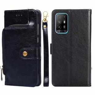 For OPPO A94 5G / F19 Pro+ 5G Zipper Bag PU + TPU Horizontal Flip Leather Case with Holder & Card Slot & Wallet & Lanyard(Black)