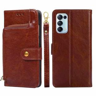 For OPPO Reno5 4G Zipper Bag PU + TPU Horizontal Flip Leather Case with Holder & Card Slot & Wallet & Lanyard(Brown)