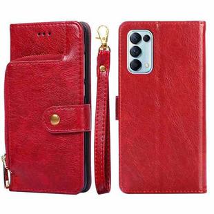 For OPPO Reno5 4G Zipper Bag PU + TPU Horizontal Flip Leather Case with Holder & Card Slot & Wallet & Lanyard(Red)