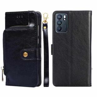 For OPPO Reno6 Zipper Bag PU + TPU Horizontal Flip Leather Case with Holder & Card Slot & Wallet & Lanyard(Black)