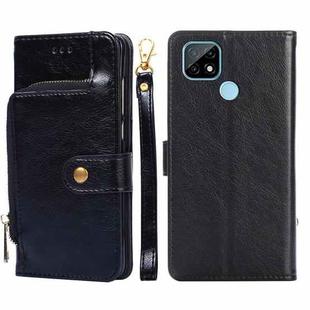 For Realme C21 Zipper Bag PU + TPU Horizontal Flip Leather Case with Holder & Card Slot & Wallet & Lanyard(Black)