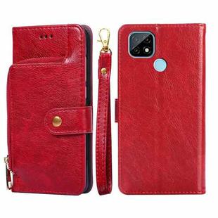 For Realme C21 Zipper Bag PU + TPU Horizontal Flip Leather Case with Holder & Card Slot & Wallet & Lanyard(Red)