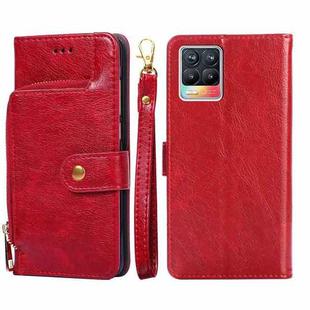 For Realme 8 / 8 Pro Zipper Bag PU + TPU Horizontal Flip Leather Case with Holder & Card Slot & Wallet & Lanyard(Red)
