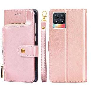 For Realme GT 5G Zipper Bag PU + TPU Horizontal Flip Leather Case with Holder & Card Slot & Wallet & Lanyard(Rose Gold)