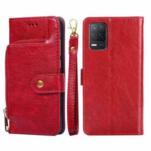 For Realme V13 5G Zipper Bag PU + TPU Horizontal Flip Leather Case with Holder & Card Slot & Wallet & Lanyard(Red)