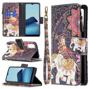 For vivo Y20 Colored Drawing Pattern Zipper Horizontal Flip Leather Case with Holder & Card Slots & Wallet(Flower Elephants)