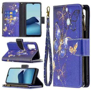 For vivo Y20 Colored Drawing Pattern Zipper Horizontal Flip Leather Case with Holder & Card Slots & Wallet(Purple Butterfly)