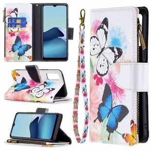 For vivo Y20 Colored Drawing Pattern Zipper Horizontal Flip Leather Case with Holder & Card Slots & Wallet(Two Butterflies)