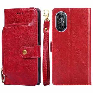 For Huawei nova 8 5G Zipper Bag PU + TPU Horizontal Flip Leather Case with Holder & Card Slot & Wallet & Lanyard(Red)