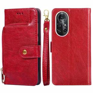 For Huawei nova 8 Pro 5G Zipper Bag PU + TPU Horizontal Flip Leather Case with Holder & Card Slot & Wallet & Lanyard(Red)