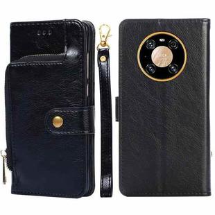 For Huawei Mate 40 Zipper Bag PU + TPU Horizontal Flip Leather Case with Holder & Card Slot & Wallet & Lanyard(Black)
