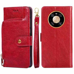 For Huawei Mate 40 Zipper Bag PU + TPU Horizontal Flip Leather Case with Holder & Card Slot & Wallet & Lanyard(Red)