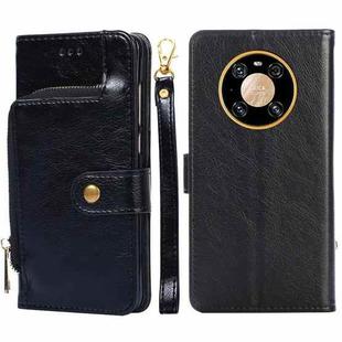 For Huawei Mate 40 Pro Zipper Bag PU + TPU Horizontal Flip Leather Case with Holder & Card Slot & Wallet & Lanyard(Black)