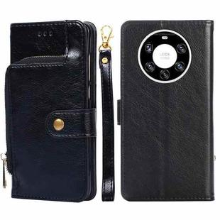 For Huawei Mate 40 Pro+ Zipper Bag PU + TPU Horizontal Flip Leather Case with Holder & Card Slot & Wallet & Lanyard(Black)