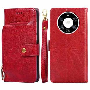 For Huawei Mate 40 Pro+ Zipper Bag PU + TPU Horizontal Flip Leather Case with Holder & Card Slot & Wallet & Lanyard(Red)