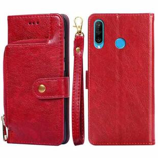 For Huawei P30 lite / nova 4e Zipper Bag PU + TPU Horizontal Flip Leather Case with Holder & Card Slot & Wallet & Lanyard(Red)