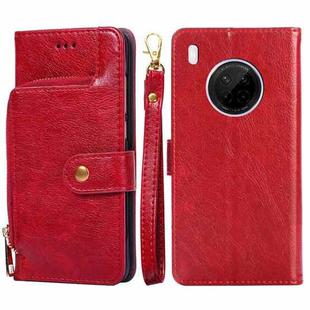 For Huawei Y9a Zipper Bag PU + TPU Horizontal Flip Leather Case with Holder & Card Slot & Wallet & Lanyard(Red)