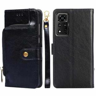 For Honor V40 5G Zipper Bag PU + TPU Horizontal Flip Leather Case with Holder & Card Slot & Wallet & Lanyard(Black)