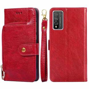 For Honor 10X Lite Zipper Bag PU + TPU Horizontal Flip Leather Case with Holder & Card Slot & Wallet & Lanyard(Red)