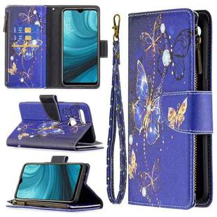 For OPPO A7 Colored Drawing Pattern Zipper Horizontal Flip Leather Case with Holder & Card Slots & Wallet(Purple Butterfly)