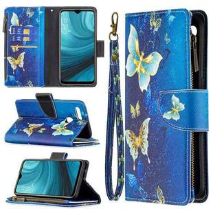 For OPPO A7 Colored Drawing Pattern Zipper Horizontal Flip Leather Case with Holder & Card Slots & Wallet(Gold Butterfly)