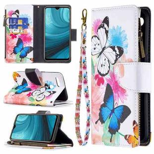 For OPPO A7 Colored Drawing Pattern Zipper Horizontal Flip Leather Case with Holder & Card Slots & Wallet(Two Butterflies)