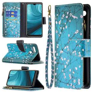 For OPPO A7 Colored Drawing Pattern Zipper Horizontal Flip Leather Case with Holder & Card Slots & Wallet(Plum Blossom)
