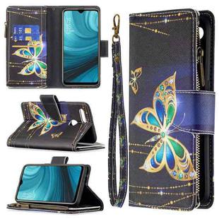 For OPPO A7 Colored Drawing Pattern Zipper Horizontal Flip Leather Case with Holder & Card Slots & Wallet(Big Butterfly)