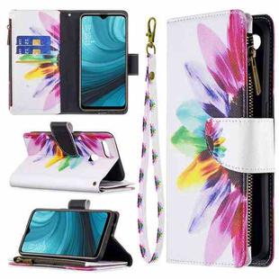 For OPPO A7 Colored Drawing Pattern Zipper Horizontal Flip Leather Case with Holder & Card Slots & Wallet(Sun Flower)