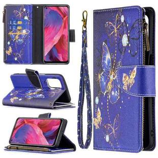 For OPPO A74 5G/A93 5G/A54 5G Colored Drawing Pattern Zipper Horizontal Flip Leather Case with Holder & Card Slots & Wallet(Purple Butterfly)