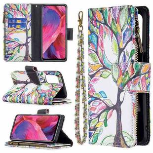 For OPPO A74 5G/A93 5G/A54 5G Colored Drawing Pattern Zipper Horizontal Flip Leather Case with Holder & Card Slots & Wallet(Big Tree)