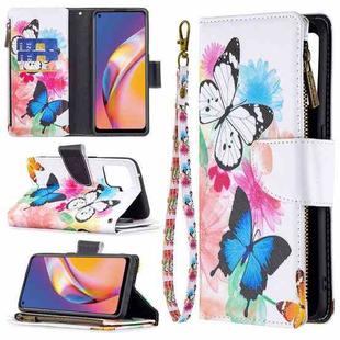 For OPPO A94/Reno5 F/F19 Pro Colored Drawing Pattern Zipper Horizontal Flip Leather Case with Holder & Card Slots & Wallet(Two Butterflies)