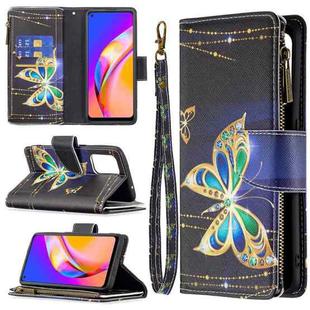 For OPPO A94 5G/F19 Pro+ 5G/Reno5 Z 5G Colored Drawing Pattern Zipper Horizontal Flip Leather Case with Holder & Card Slots & Wallet(Big Butterfly)