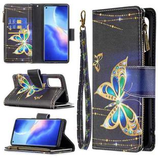 For OPPO Reno5 5G Colored Drawing Pattern Zipper Horizontal Flip Leather Case with Holder & Card Slots & Wallet(Big Butterfly)