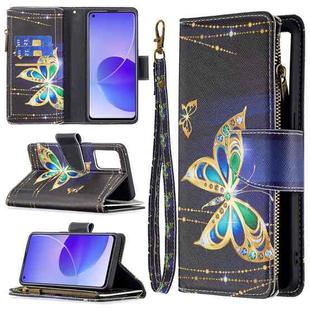For OPPO Reno6 5G Colored Drawing Pattern Zipper Horizontal Flip Leather Case with Holder & Card Slots & Wallet(Big Butterfly)