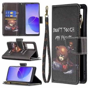 For OPPO Reno6 5G Colored Drawing Pattern Zipper Horizontal Flip Leather Case with Holder & Card Slots & Wallet(Bear)