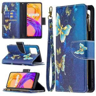 For OPPO Realme 8 /8 Pro Colored Drawing Pattern Zipper Horizontal Flip Leather Case with Holder & Card Slots & Wallet(Gold Butterfly)