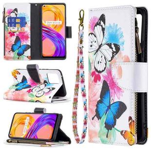 For OPPO Realme 8 /8 Pro Colored Drawing Pattern Zipper Horizontal Flip Leather Case with Holder & Card Slots & Wallet(Two Butterflies)