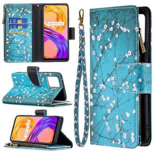 For OPPO Realme 8 /8 Pro Colored Drawing Pattern Zipper Horizontal Flip Leather Case with Holder & Card Slots & Wallet(Plum Blossom)