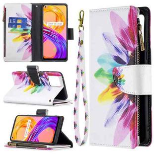 For OPPO Realme 8 /8 Pro Colored Drawing Pattern Zipper Horizontal Flip Leather Case with Holder & Card Slots & Wallet(Sun Flower)