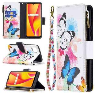 For OPPO Realme C15/C12/C25 Colored Drawing Pattern Zipper Horizontal Flip Leather Case with Holder & Card Slots & Wallet(Two Butterflies)