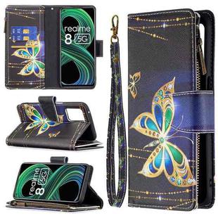 For OPPO Realme 8 5G/V13 5G Colored Drawing Pattern Zipper Horizontal Flip Leather Case with Holder & Card Slots & Wallet(Big Butterfly)