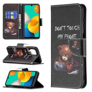 For Samsung Galaxy M32 Colored Drawing Pattern Horizontal Flip Leather Case with Holder & Card Slots & Wallet(Bear)